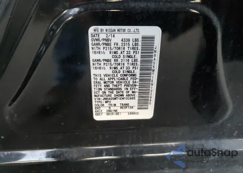 2014 Nissan Rogue Select S from USA, damaged, VIN JN8AS5MT1EW102965